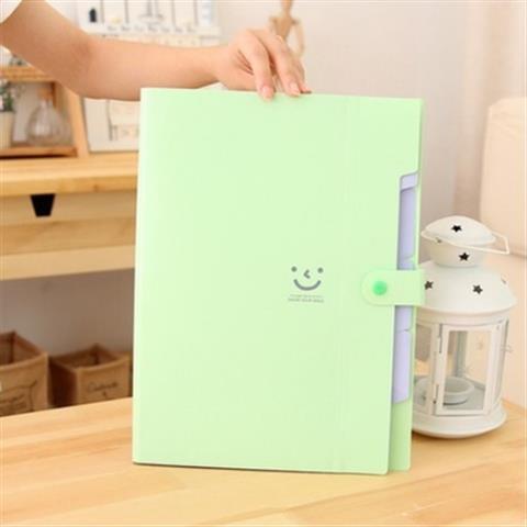 5 Into Plastic File Folders Package A4 Multi-layer Folder Business Multi-function Document Package PP File Bag office stationery: green