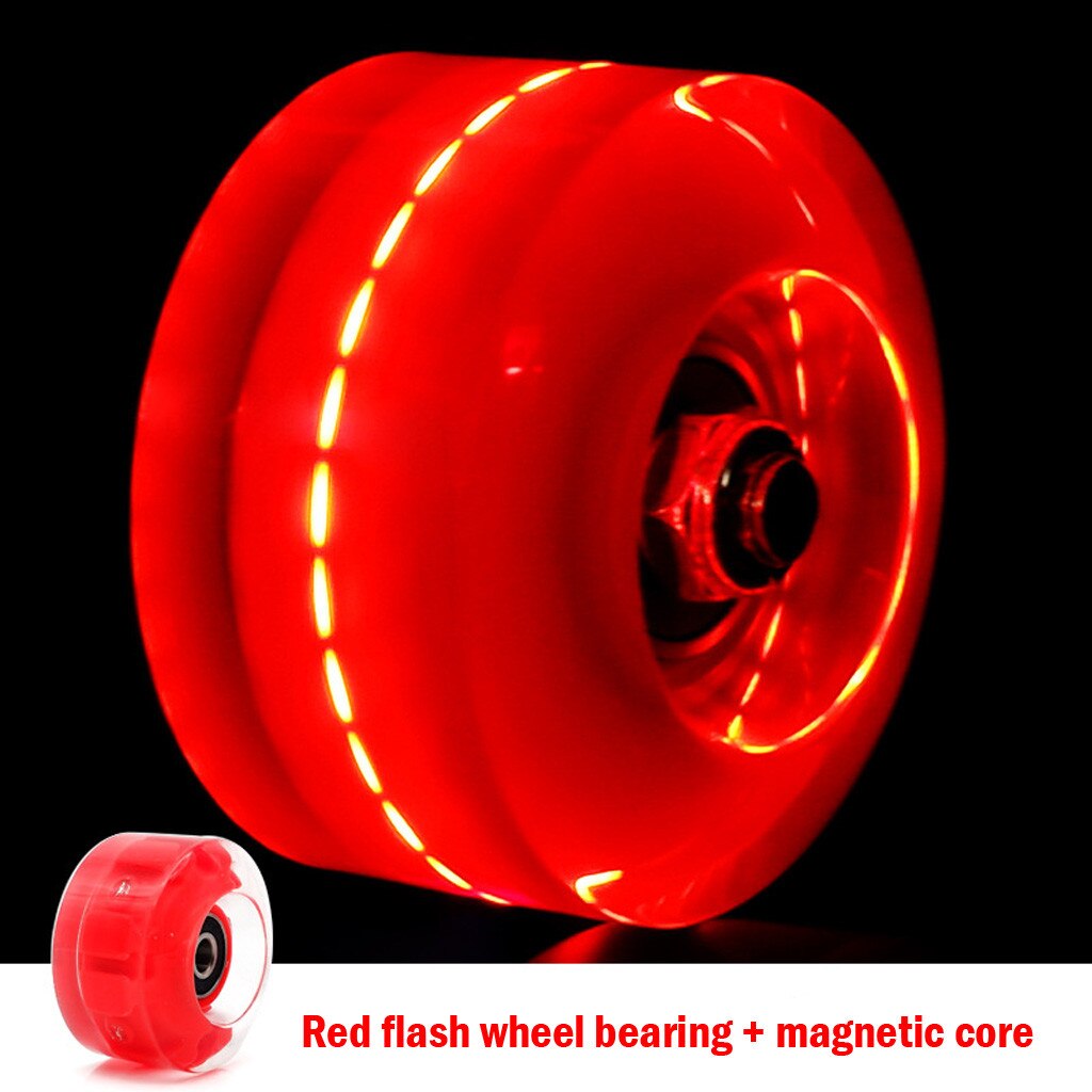 Lysende lys op rulleskøjtehjul firhjuling rulleskøjtehjul lejer installeret pop-quad rulle #c: Rød
