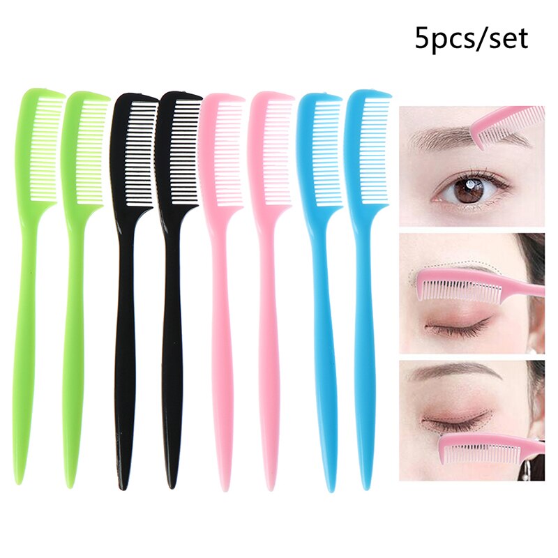 5pcs/set Plastic Eyebrow Combs Eyelash Extension Comb Cosmetic Makeup Tool For Salon Home Use