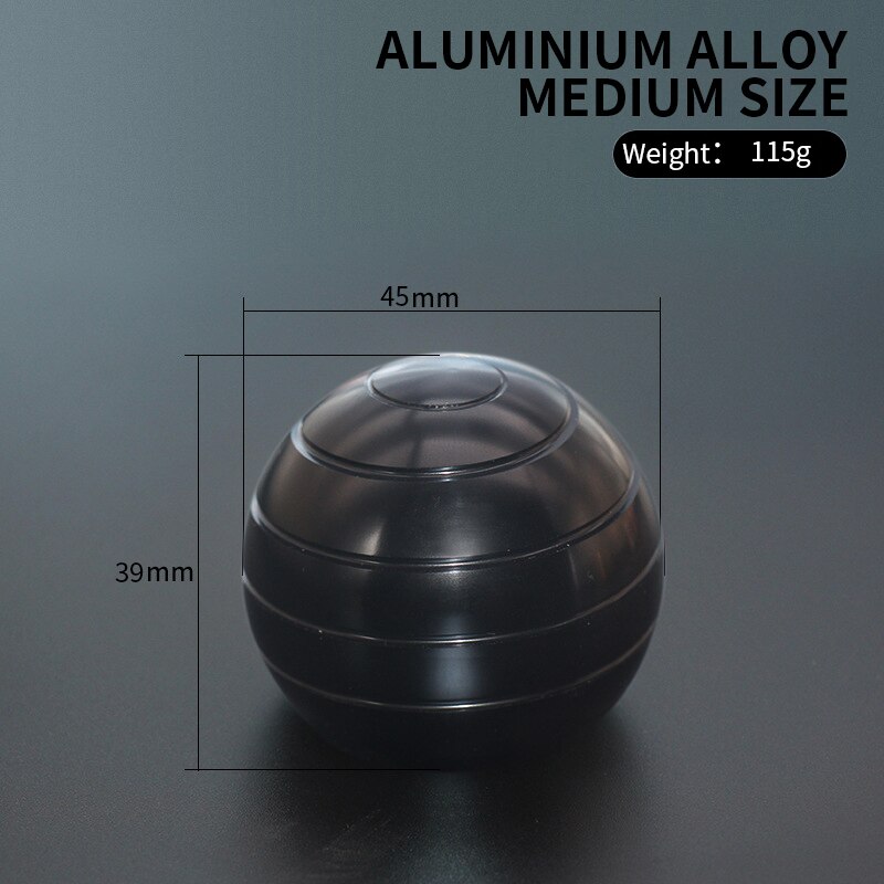 2020 115g/210g Llusion Che Scorre Scrivania Palla di Decompressione Giocattolo In Lega di Alluminio Superiore di Filatura di Metallo Anti-Stress Regalo: Black Medium