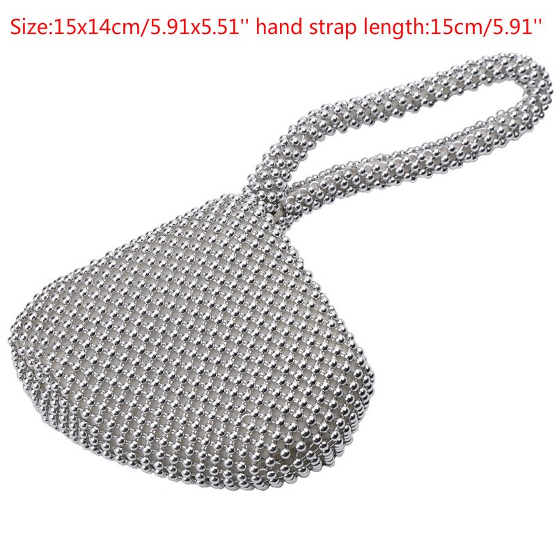 Strassbesetzte damen-clutch aus metall, abendtasche, diamant-handtasche für partys, metallic-stil, auch als hochzeitstasche geeignet, 5 farben, perlenbesatz