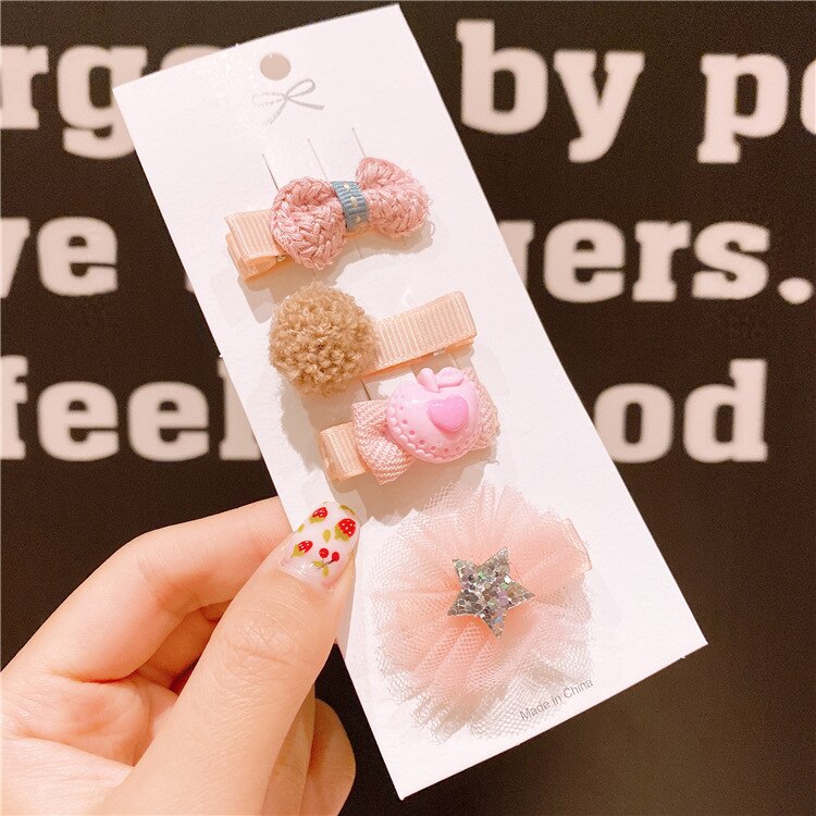 4pcs Children Cute Color Hairclip Girl Hair Accessories Baby Clip Cute Baby Hairpin Baby Girl Accessories Bebe: 4