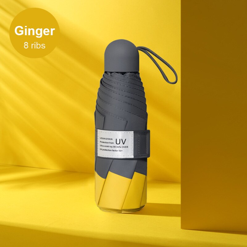 Paraguas de cápsula de protección Anti-UV, miniparaguas plegable, a prueba de viento, portátil, paraguas de lluvia para mujer, paraguas de bolsillo, paraguas de hombre: Yellow