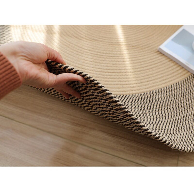 Okrągłe dywany rattanowe ręcznie tkane naturalna juta dywaniki dywan robić sypialni salon retro wystrój domu pokój drzwi maty podłogowe 100cm
