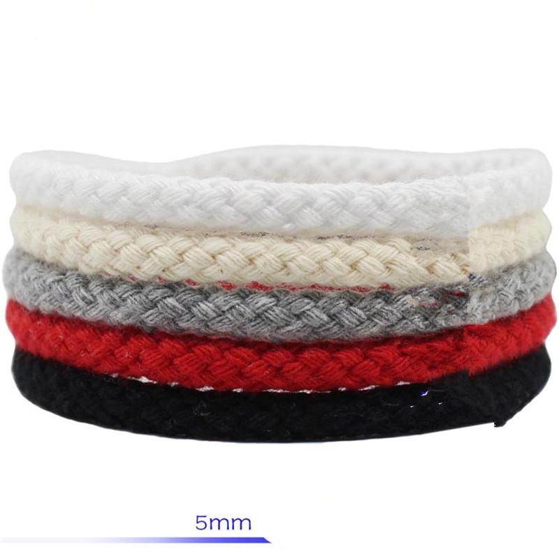 Reb snor 5mm*10m otte-strenget hul farvet bomuld macrame snor hvid rød sort special hvid reb ask håndlavet gør-det-selv reb