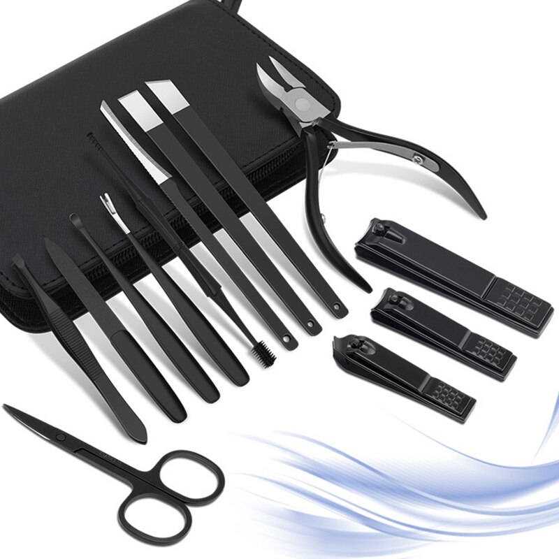 13 Stuks Snijders Voor Manicure Rvs Dikke Nagelknipper Oor Lepel Pedicure Nail Schaar Gereedschap Huishoudelijke Nagels Rits Zak