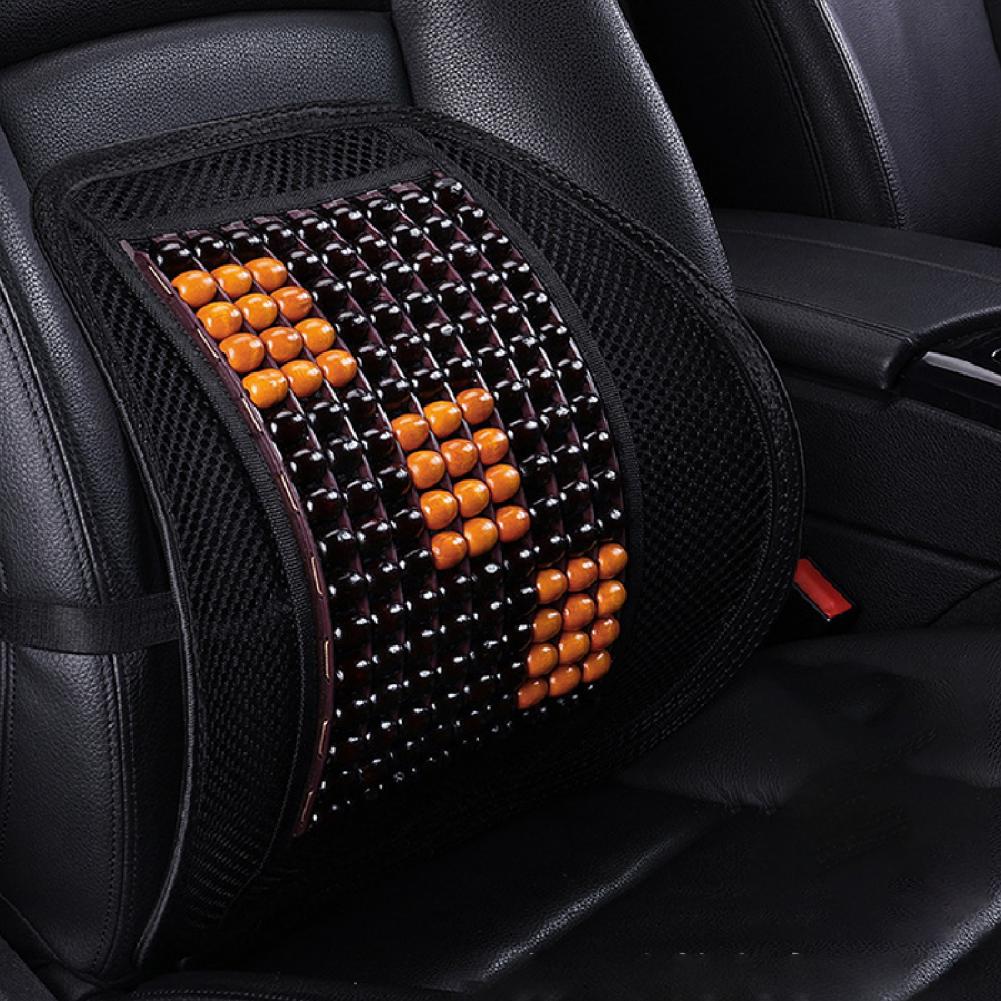 Wooden Bead Backrest Adjustable Breathable Undeformable Soft Chair Back Cushion for Car