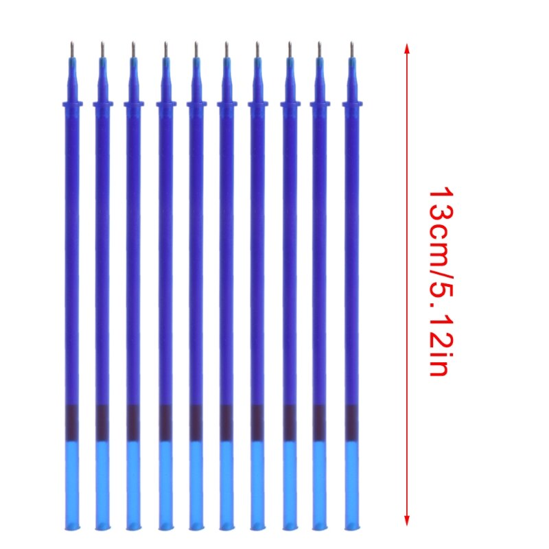 10Pcs 0.5mm Erasable Black Blue Gel Ink Pen Refills Magic Writing Study Office Supplies Student
