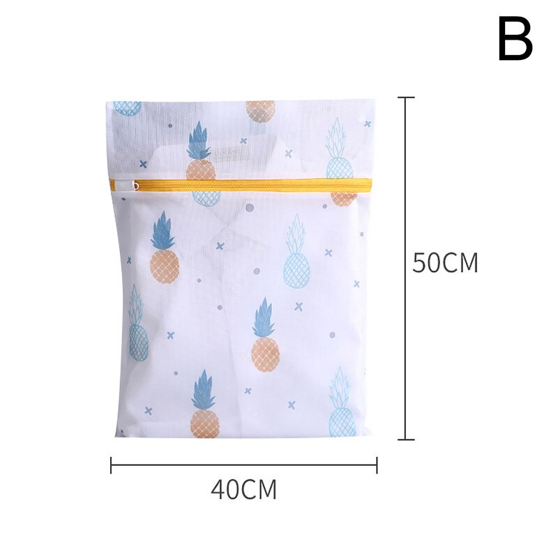 Pineapple Printing Zippered Mesh Laundry Bag Polyester Washing Net Bag For Underwear Sock Washing Machine Clothes Bra Bags: B