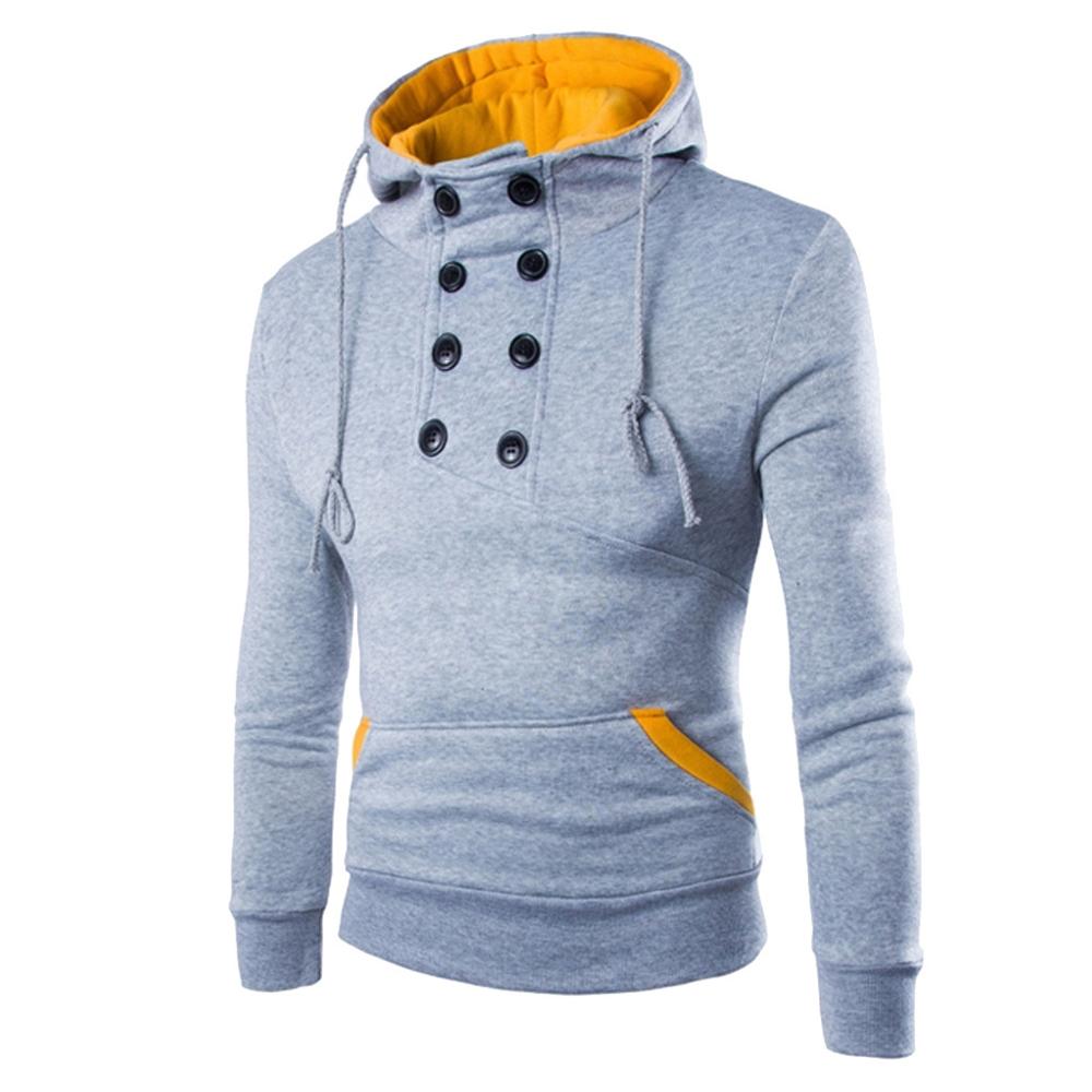 Mens Felpa A Manica Lunga di Autunno della Molla Casual Felpe Top Boy Camicetta Tute Felpe Felpe Gli Uomini 0307: XL / Grigio