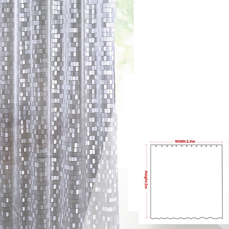 Een, Plastic Peva 3d Waterdicht Douchegordijn Transparant Wit Clear Badkamer Gordijn Luxe Bad Gordijn Met 12 Stuks Haken