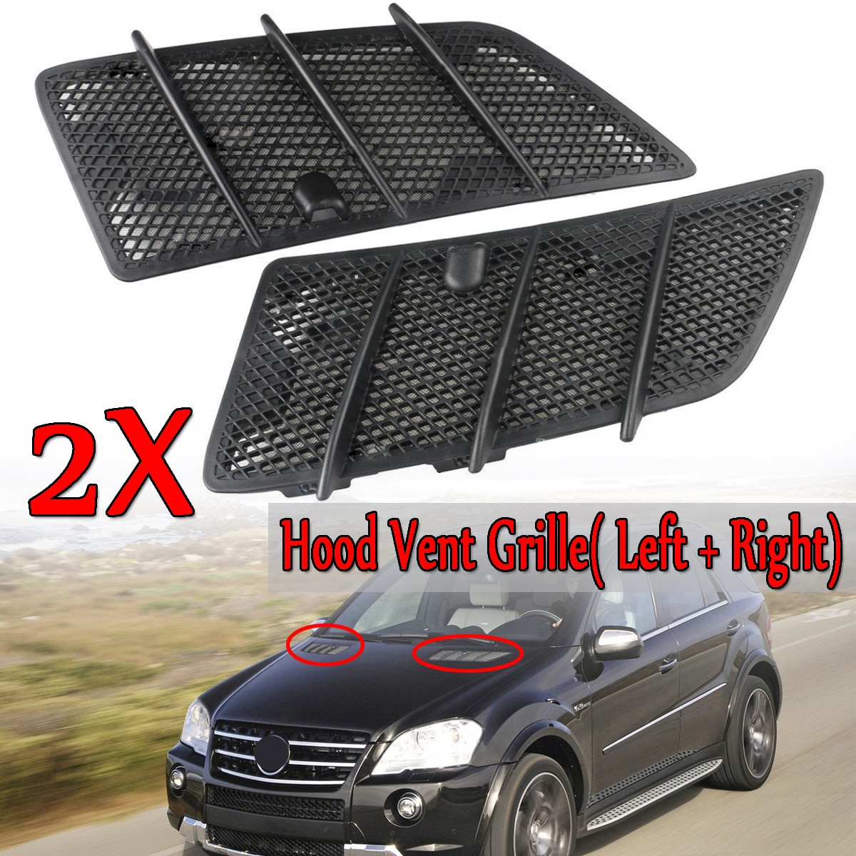 Car Front Hood Vents Grille Black For Mercedes For Benz W164 ML / GL Class Air Flow Intake Hoods