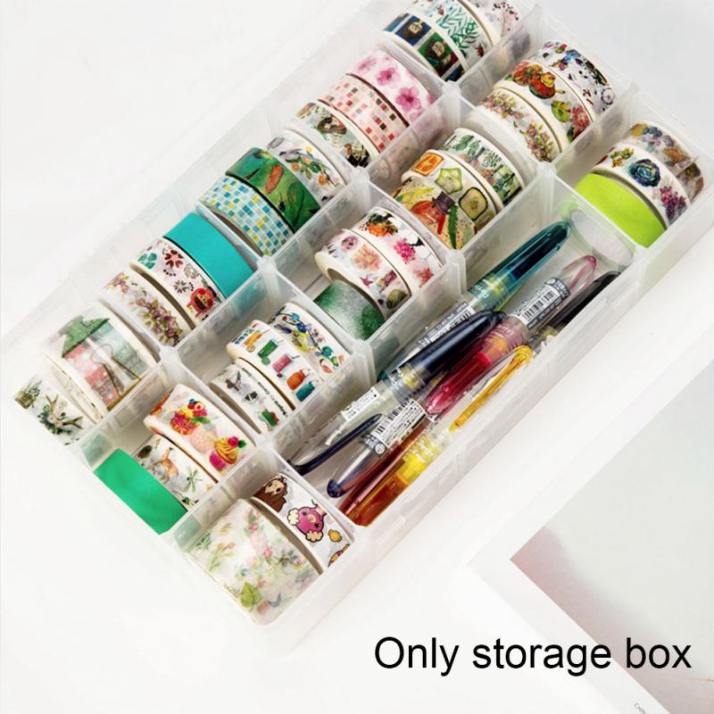 15 Grids Organizer Transparent DIY Detachable Office Stationery Storage Box Learning Art Supplies Washi Tape Crafts Plastic
