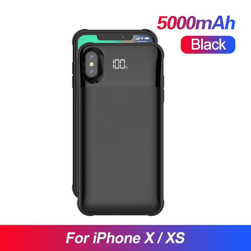 Ładowarka etui na iPhone 11 etui na iPhone 5S SE 6 6S 7 8 Plus X XR XS MAX Pro przenośna ładowarka banku mocy: LED For X XS