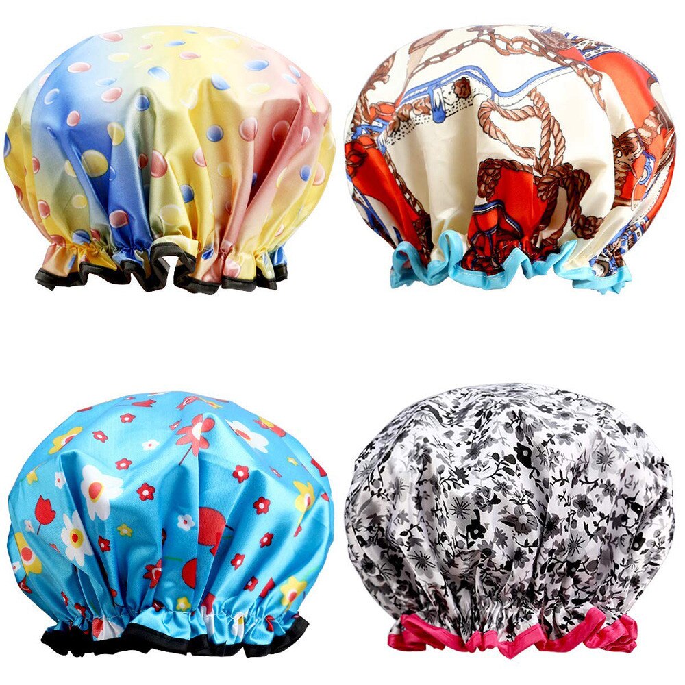 Bonnet bain-douche Extra Large 4 pièces | Parfait pour les longueurs de Cheveux et épaisseurs, Bonnet étanche