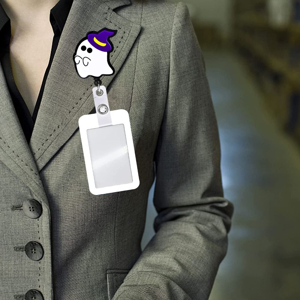 Exhibition Card Retractable Badge Reel ID Card Clips Name Card ID Badge Holder Acrylic Badge Clip Easy Pull Buckle Students