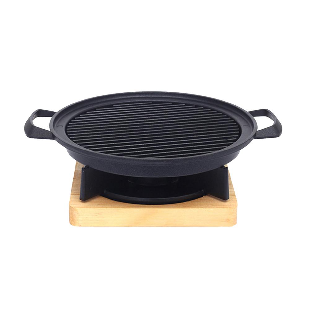 Portable 7inch Mini D Yakiniku Grill with Wooden Trivet and Burner convenient store and carry for Outdoor Camping Hiking Barbecu: D