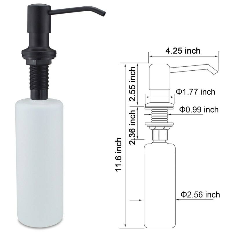 Modern Black Kitchen Sink Soap Dispenser Stainless Steel Hand Dish Liquid Soap Pump 500ML