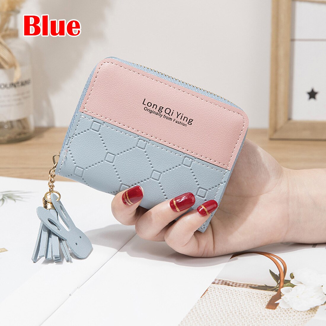 Small Female Coin Purse Short Purses Lady Letter Snap Zipper Card Holder Clutch Wallets Solid Vintage Matte Women Wallet: Style B-2