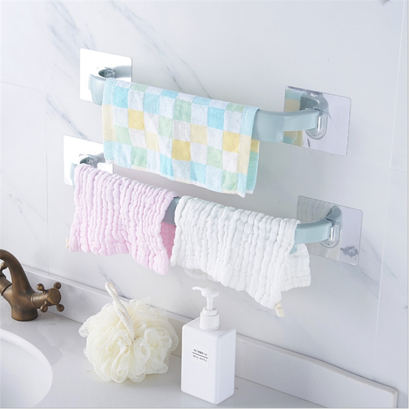 Home Multifunction Plastic Towel Rail Wall Mounted Bathroom Storage Shelf Waterproof Towel Storage Racks