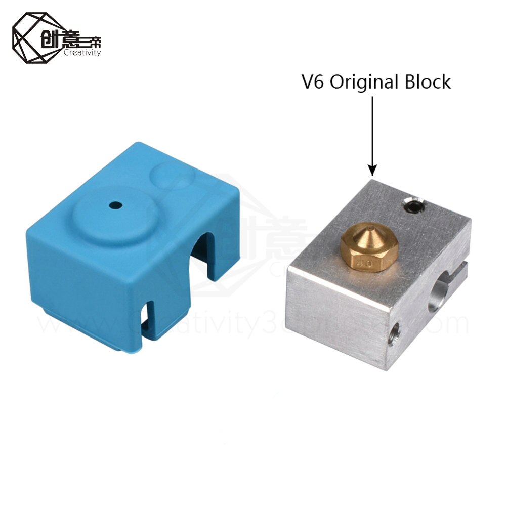 3D Printer E3D V6 Heater Blok Offical Aluminium Blok Met V6 Siliconen Sok Voor V6 PT100 Thermistor J-Head 1.75/3.0 Mm 3D Printer
