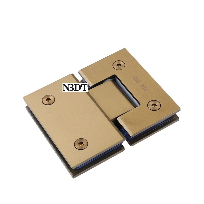 2Pcs/Lot 304 Stainless Steel 180 Degrees Frameless Glass Screen Hinge Glass To Glass Hinges Shower Enclosure Cubicle Rose Black: Titanium Gold
