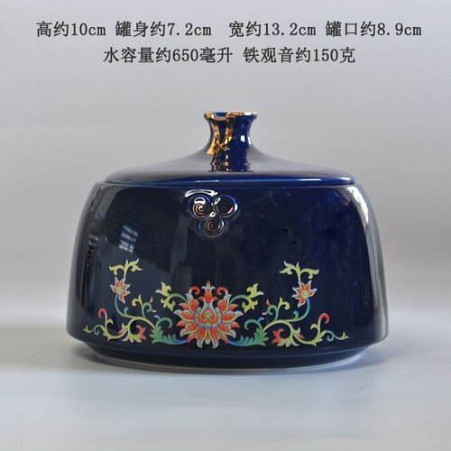Red Ceramic Storage Jar with Lid Kitchen Seasoning Sealed Jar Portable Large-capacity Tea Tin Box Home Decoration: F-S
