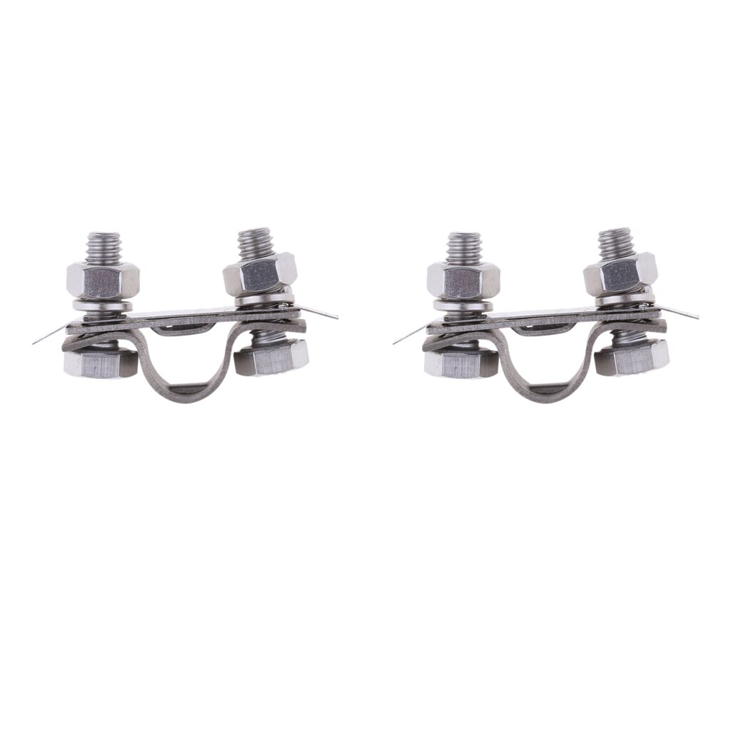 2 x Stainless Steel Throttle Control Rope Cable Connector Clamp for Marine Boat 1inch 25mm Diameter Steel Wire - Silver