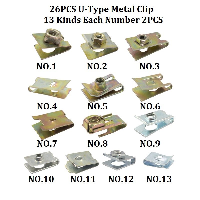 Universal Auto Plastic Fastener Clip For All Cars Dashboard DVD CD Console Panel Trim Metal Rivet: A2-26Pcs Metal Clip