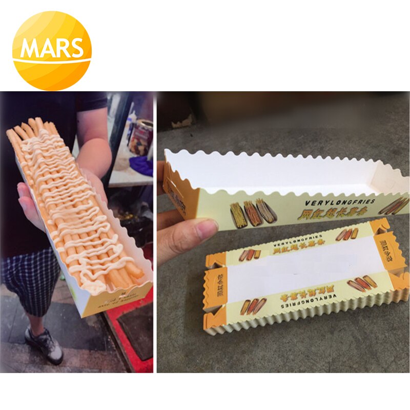 100pcs/lot Snack Paper Packing Box for Footlong Potato Fries Chips/Disposable Paper Box for Super Long 30cm French Fries