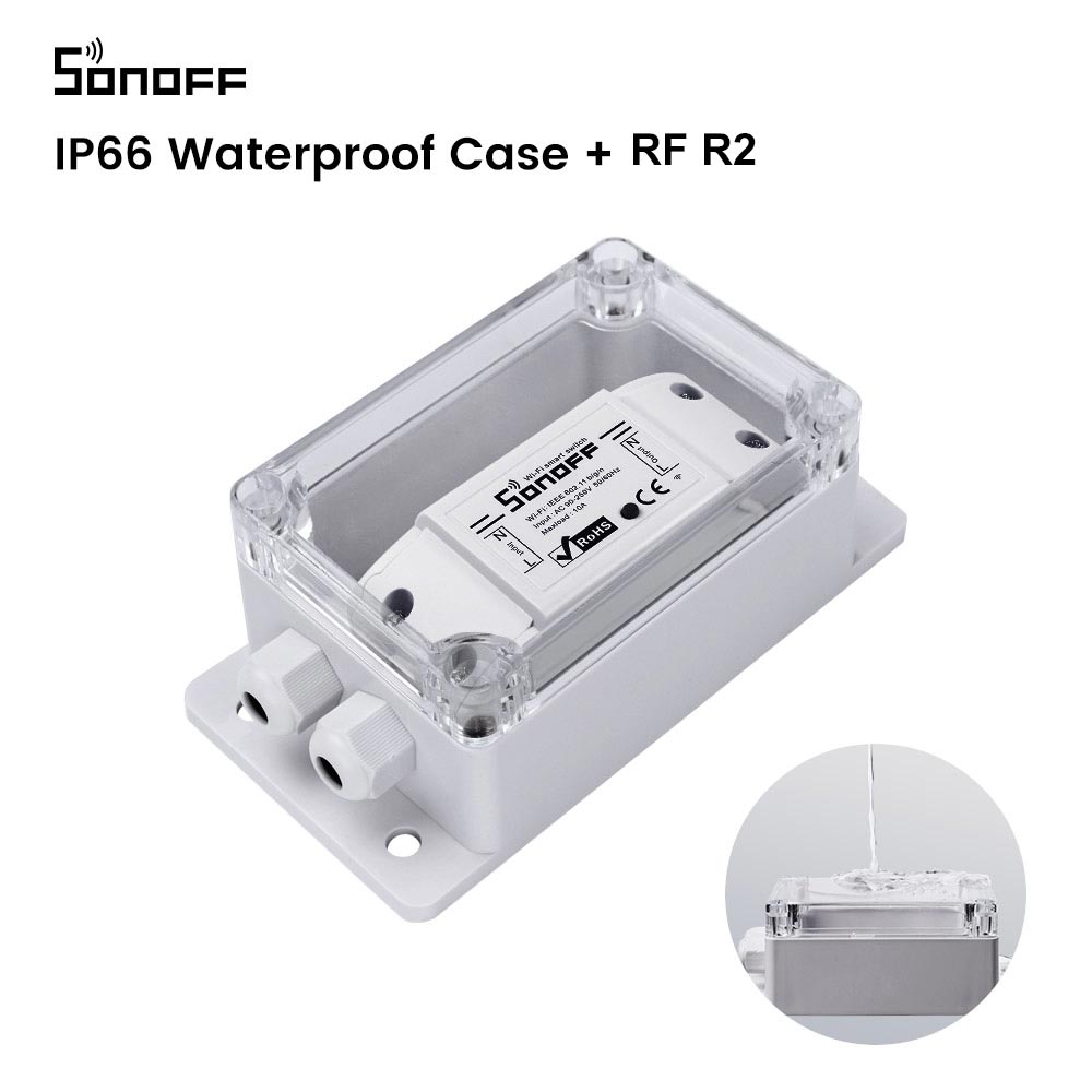 Itead Sonoff IP66 Waterdichte Cover Case Junction Box Compatied Met Sonoff Basic/Rf/Pow/Dual/TH10/TH16 Smart Home Wifi Schakelaar: IP66 Case With RF R2