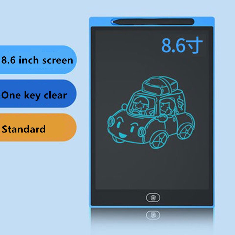 8.6 Color LCD Writing Tablet Digital Drawing Tablet Handwriting Pads Portable Electronic Tablet Board Ultra-thin Board with Pen: Standard blue