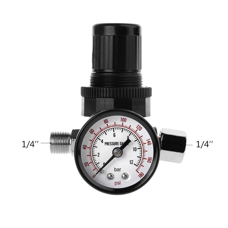 1/4 &quot;Luftdruck Regler Minderer 12Bar 180 PSI Spritzpistole Druck Ventil Messgerät