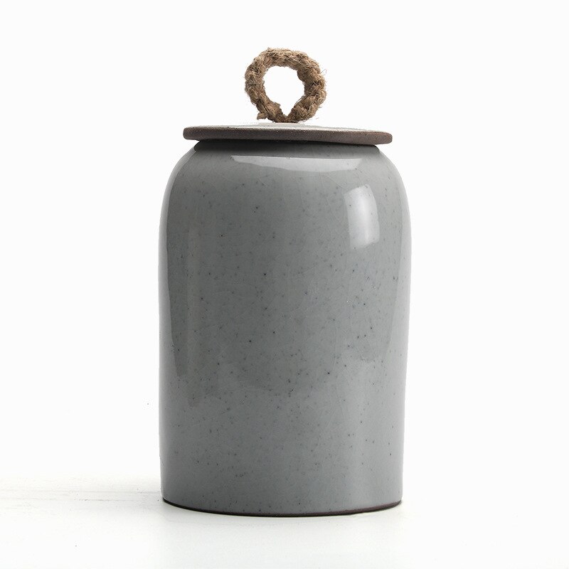 Stor vintage keramisk tebeholder testel groft keramik forseglet kande husholdnings tedåser te opbevaring te beholder te arrangør: Grå