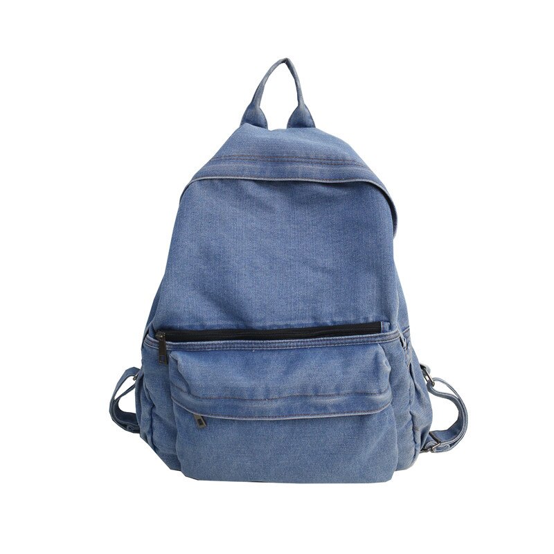 Denim moda lona mochila feminina azul sacos de viagem para adolescentes meninas sacos de escola feminino grande capacidade alta qualidade: Céu Azul