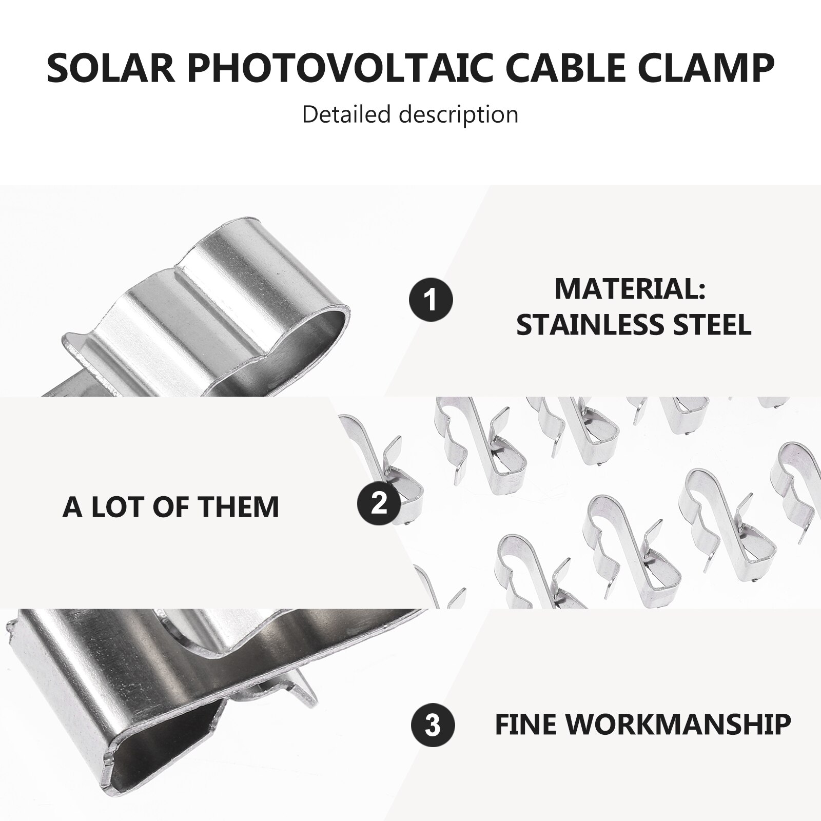 50 Pcs Stainless Trailer Frame Cable Clamp Clips Solar Panel Double-Wire Clips