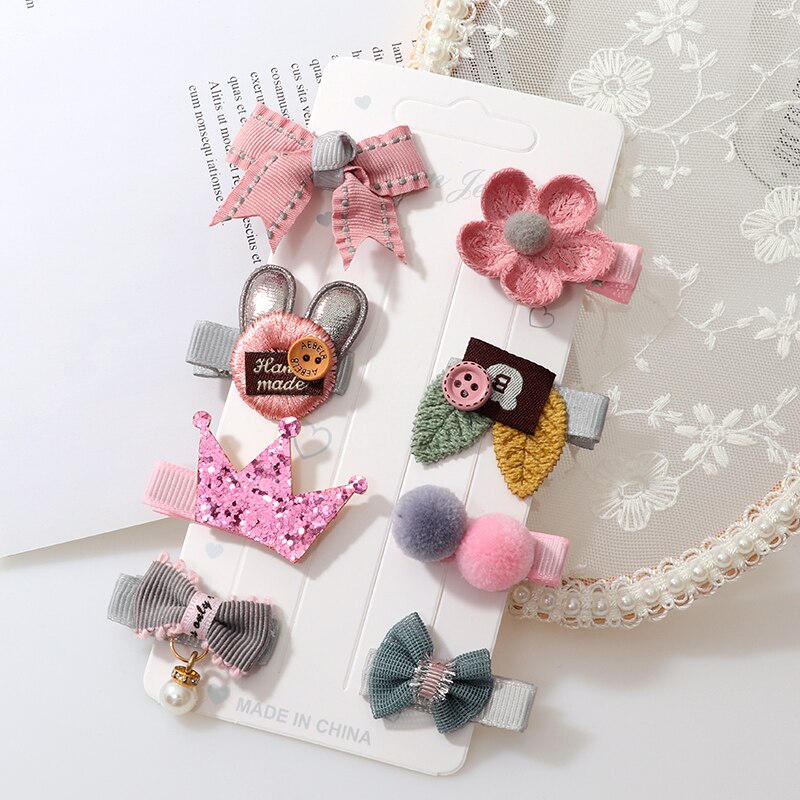 Horquillas bonitas para niña, accesorios para el cabello, lazo de flores, cintas para el pelo de animales, diadema de dibujos animados para niña, tocado de horquilla, 8 unids/set por Set