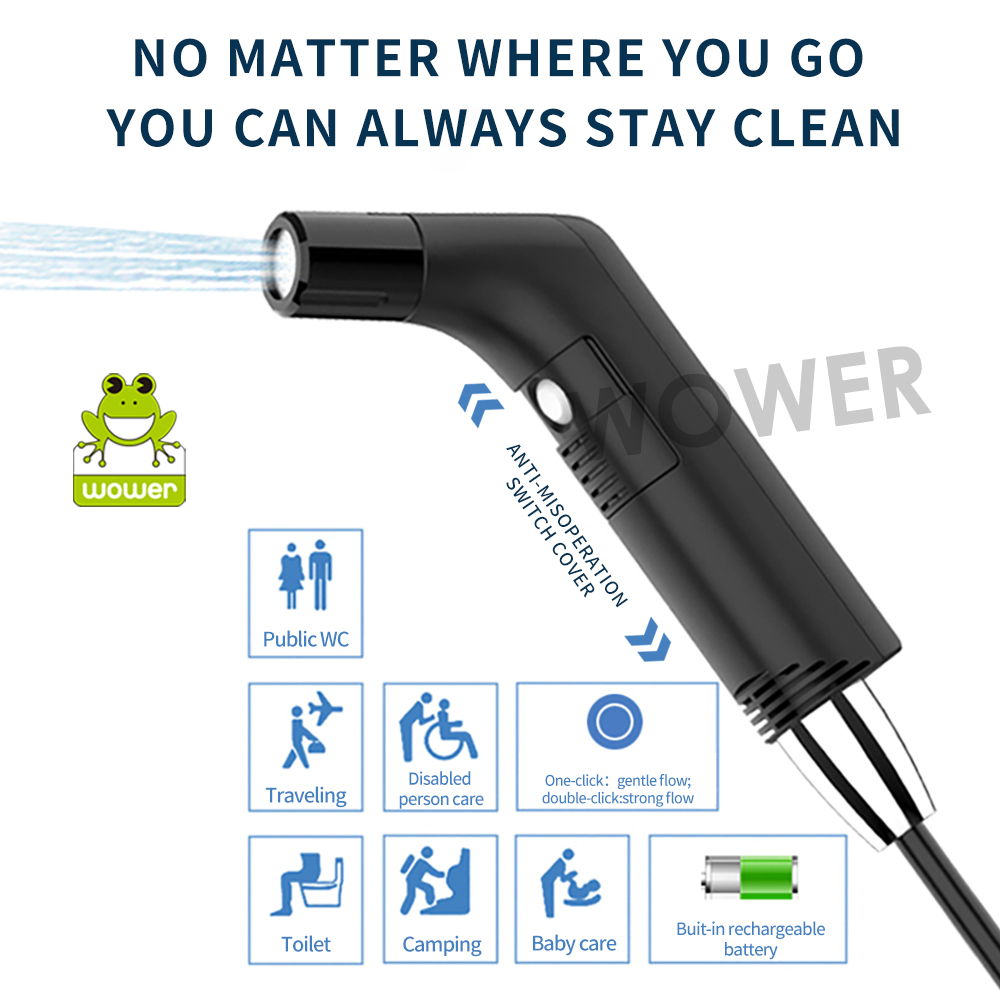 Wower 2.3L Portable Bidet for Men/Women Electric Shattaf Travel Bidet Shower Sprayer with 2 Pressure Modes for Personal Hygiene