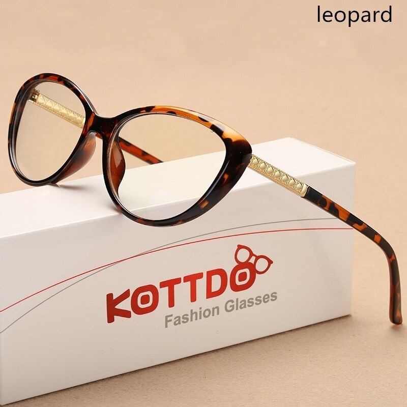 KOTTDO-gafas con de ojo de gato para hombre y mujer, lentes ópticas graduadas, montura: leopard