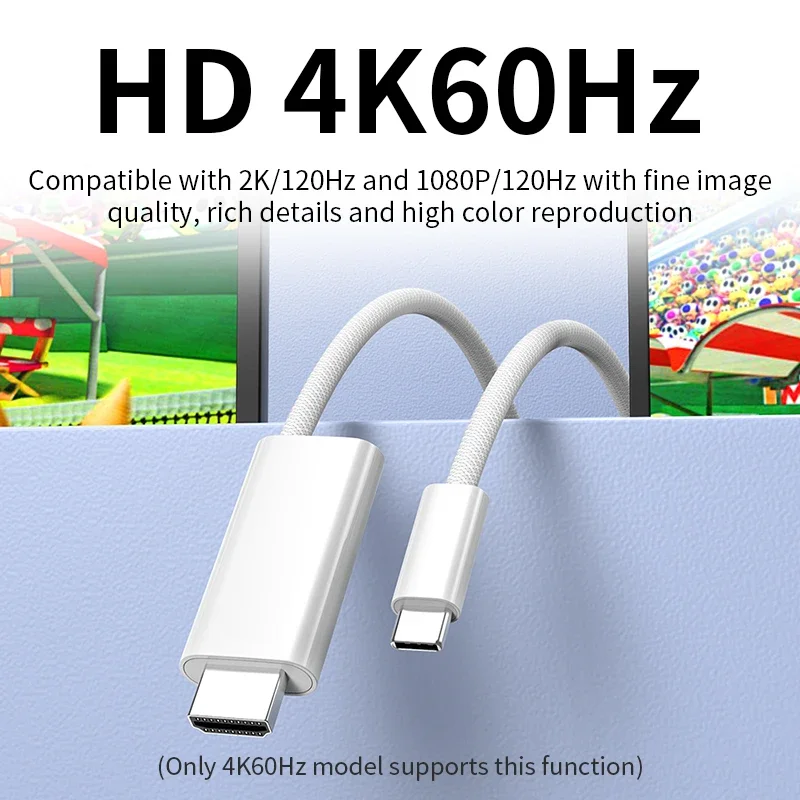 Kabel Unnlink 4K USB C do HDMI z ładowaniem PD Konwerter telefonu na telewizor typu C Thunderbolt 3 do iPhone15/16 MacBook Samsung Dex