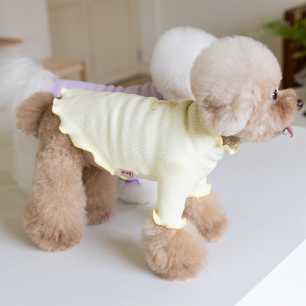 Jesienno-zimowe bluzy z kapturem dla zwierząt z haftowaną koronkową podstawą Pet Candy Colored Haftowane ubrania dla psów Teddy dla małych psów: S / YELLOW