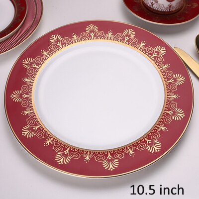High bone china tableware dinner plate set noodles steak plate Dessert cake tray ceramic plate red bright series: 10.5inch plate