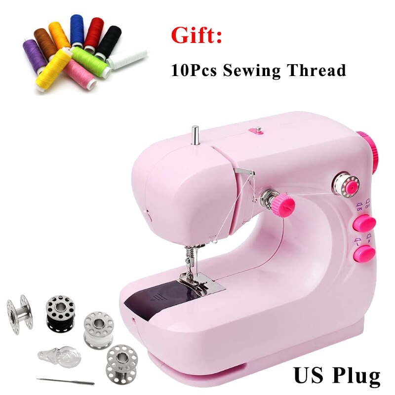 Mini Electric Sewing Machine Household Multi-Function Micro-Sewing Machine w/ Foot Pedal US Plug 2-Speed Adjustable Lightweight