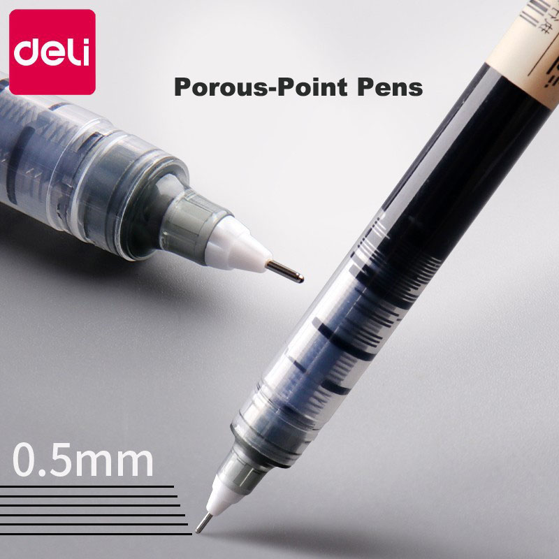 Deli-Juego de bolígrafos Rollerball, bolígrafos de Gel de tinta de secado rápido de 0,5mm, negro, azul y rojo, suministros de papelería, bolígrafo de firma de escritura para estudiantes, 6/10 Uds.