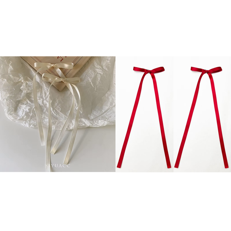 Pinzas para el cabello con lazos trenzados, cintas, coletas dobles, gorros ultra bonitos, horquillas largas dulces de estilo coreano a la , 2 uds.: Blanco