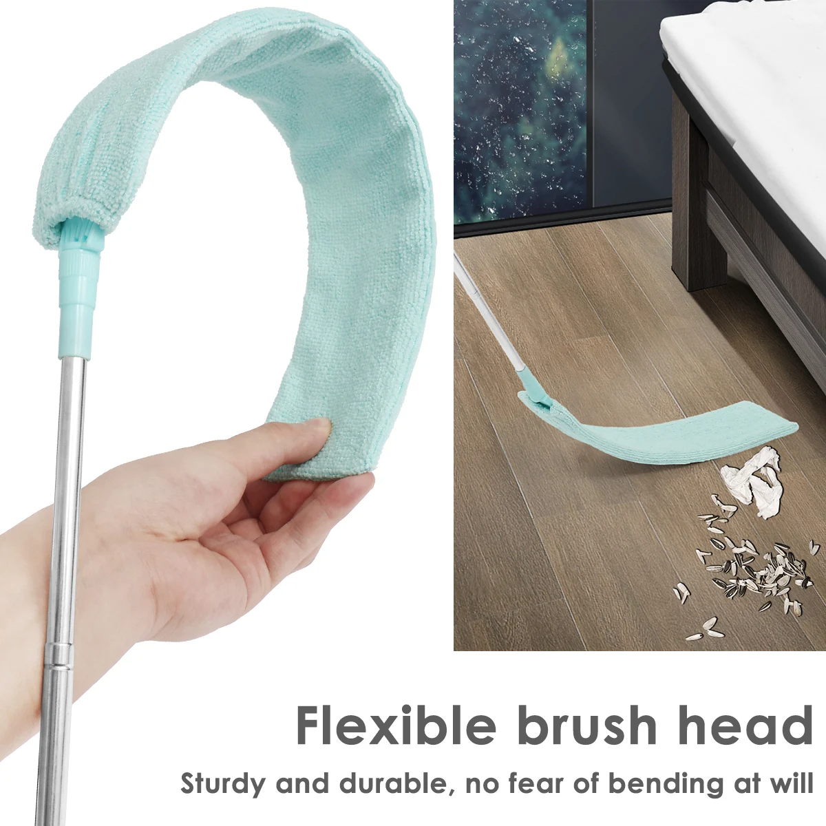 Støvrenser til mellemrum, udtrækkelig mikrofiberbørste til mellemrum, fleksibel lang, flad støvbørste til rengøring af bund i sovesofa og møbler