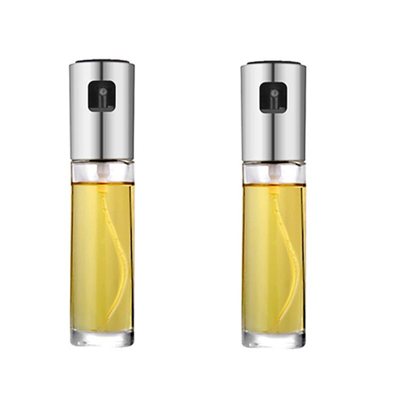 Kitchen Spray Bottle Leak-Proof Oil Vinegar Spray Bottles Gravy Boats for Bbq Baking Tool: Siliver-2pcs