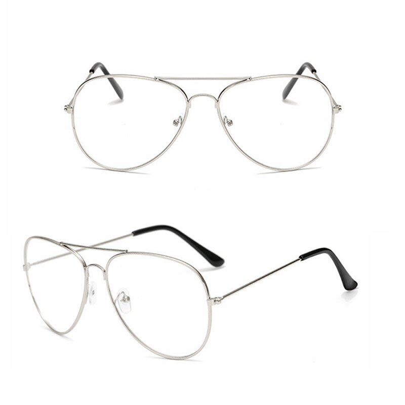 Gafas de piloto clásicas para hombre y mujer, montura gafas miopía marcos para gafas con receta, lentes ópticas: Silver