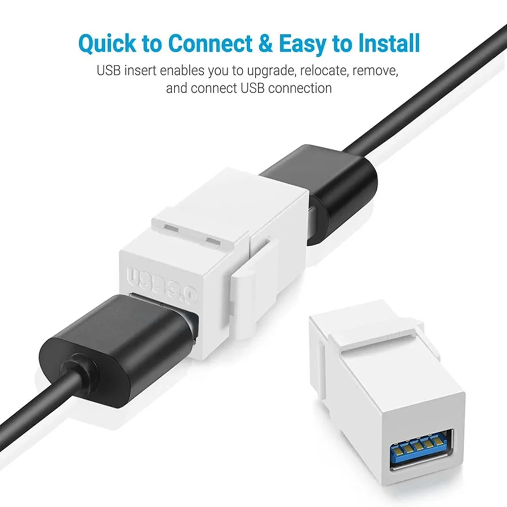 1-4 pcs usb 3,0 keystone jack inserts, female to female, for wall plate outlet panel with usb port snap-in plug socket