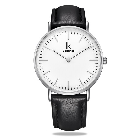 IK colouring Couple montre Simple boîtier Ultra mince japon mouvement à Quartz bracelet en cuir montre-bracelet des amoureux: White Women